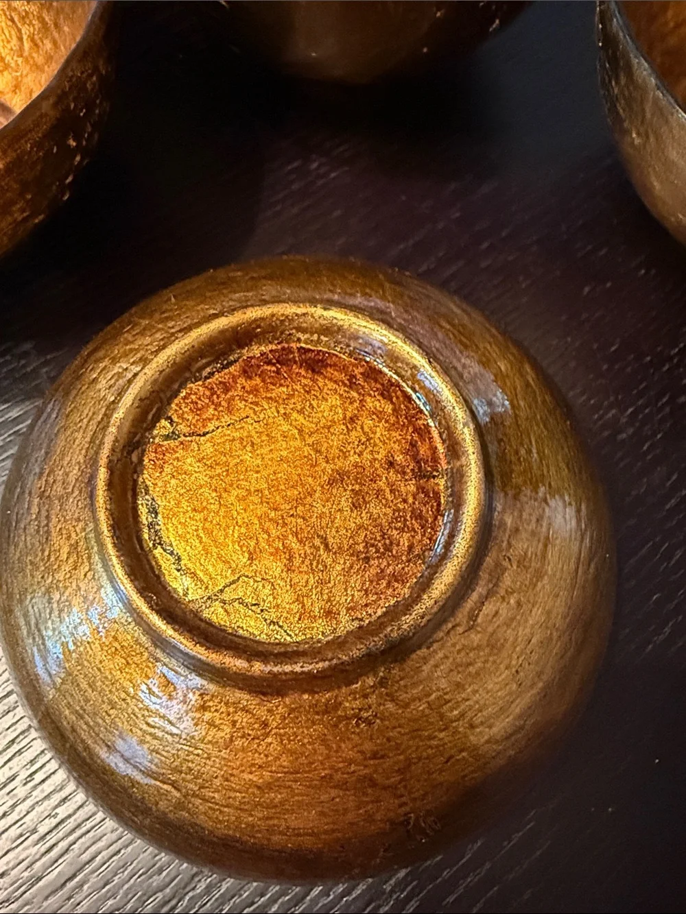 Dark gold/Amber Glass Bowl - Home Art Accent